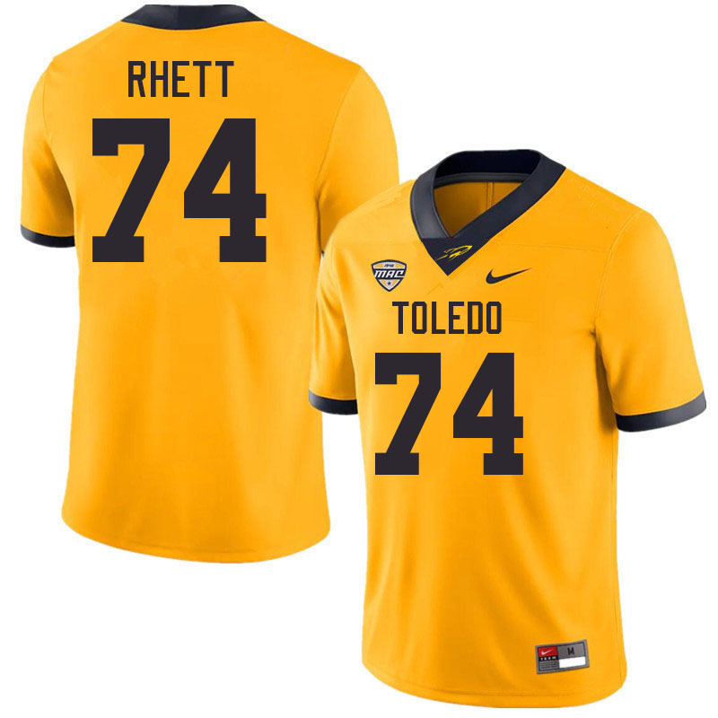 Toledo Rockets #74 Cole Rhett College Football Jerseys Stitched Sale-Gold